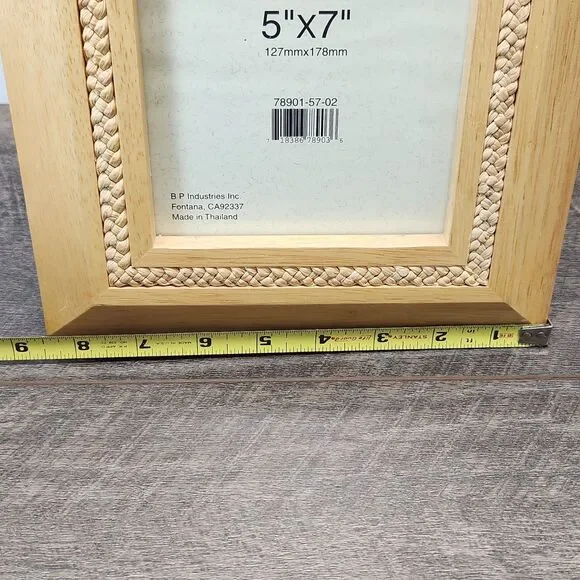 Lexington Collection 5x7 Wood Picture Frame With Wooven Braided Inlay - Picture 3 of 9